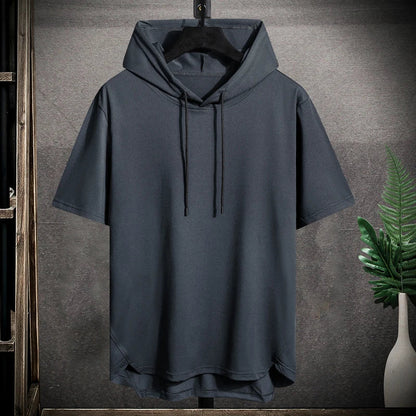 Men's Oversized Short Sleeve Hoodie Sweater