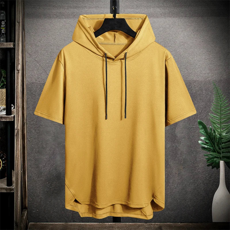 Men's Oversized Short Sleeve Hoodie Sweater