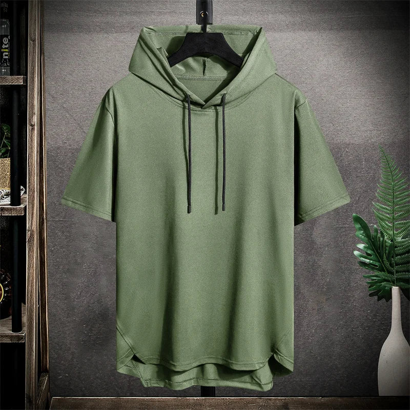 Men's Oversized Short Sleeve Hoodie Sweater