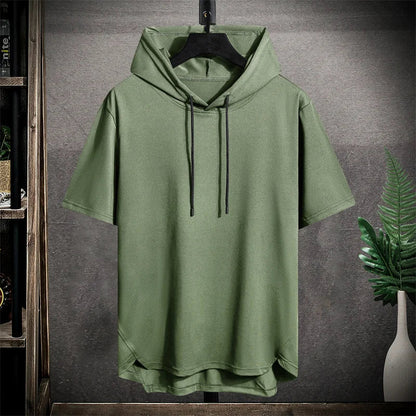 Men's Oversized Short Sleeve Hoodie Sweater