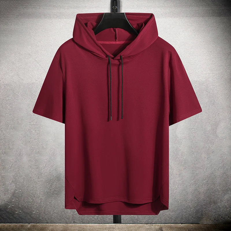Große Hoodie Kurzarm Herren Pullover - IdealeKleiden