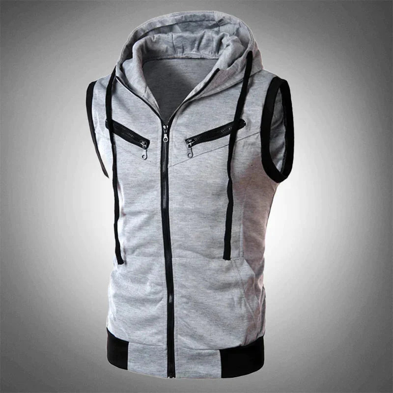 Men's Hoodie Vest Sporty Hoodless Zipper Vest