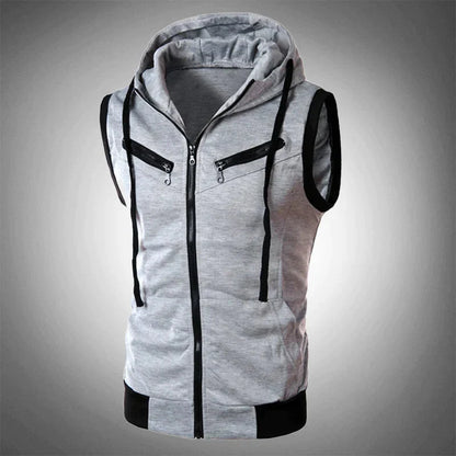 Men's Hoodie Vest Sporty Hoodless Zipper Vest