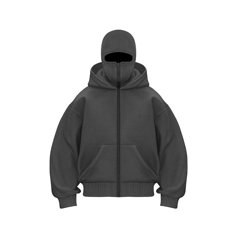 Men's Warm Hoodie with Face Mask and Zipper