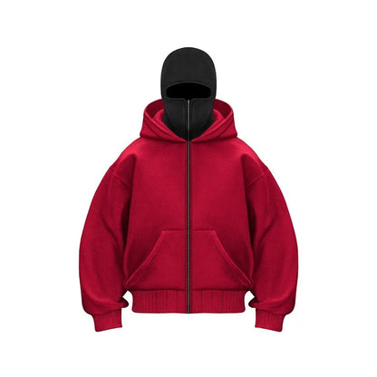 Men's Warm Hoodie with Face Mask and Zipper