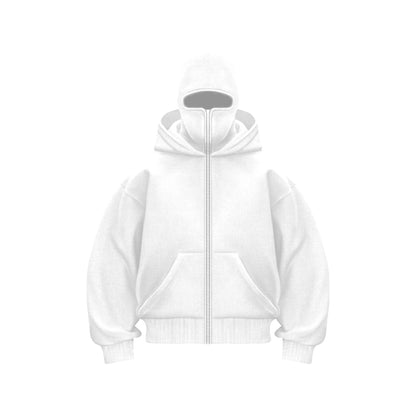 Men's Warm Hoodie with Face Mask and Zipper