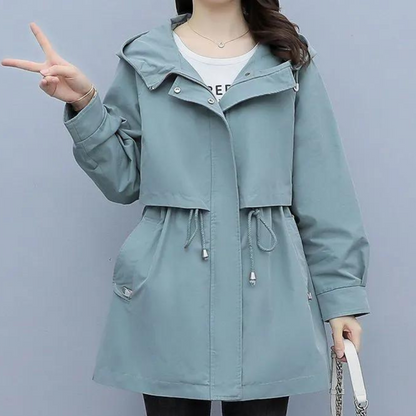 Herbstjacke Damen Kapuzenparka Schnürung Warm - IdealeKleiden