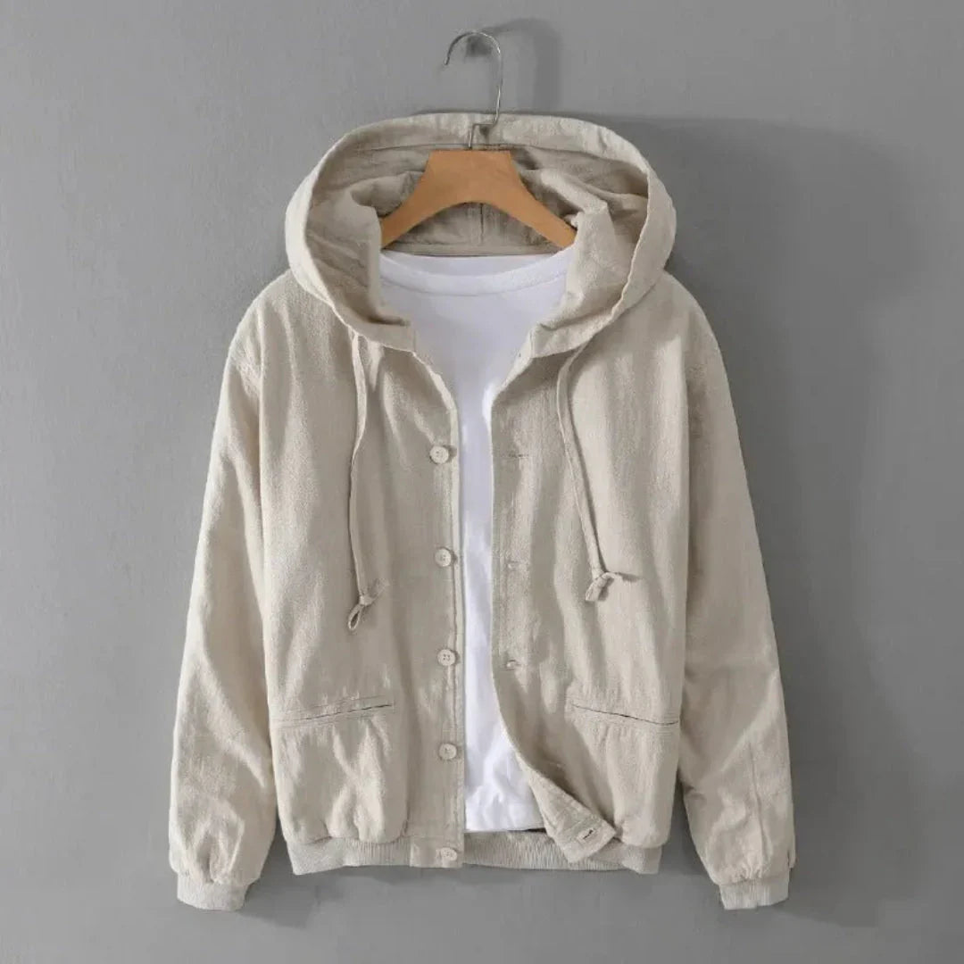 Stylish Hooded Jacket Linen Look