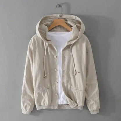 Stylish Hooded Jacket Linen Look