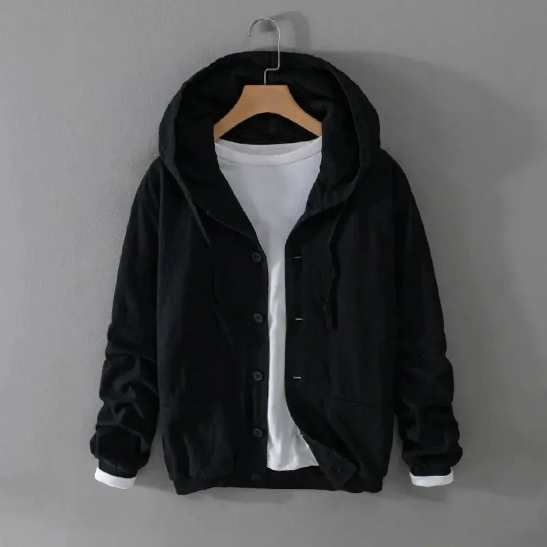 Stylish Hooded Jacket Linen Look