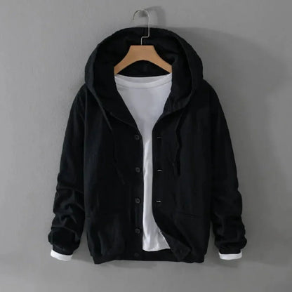 Stylish Hooded Jacket Linen Look