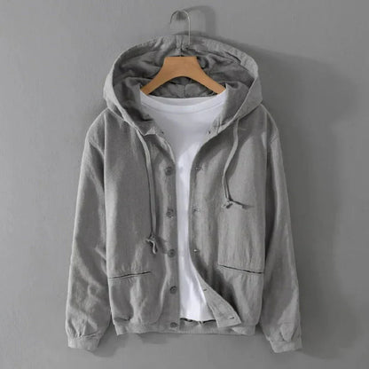 Stylish Hooded Jacket Linen Look
