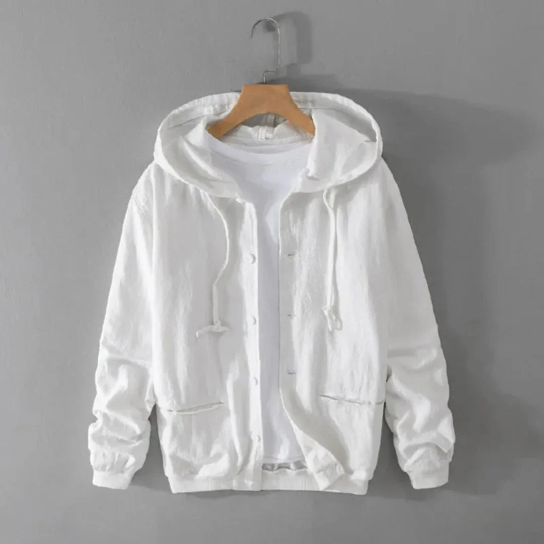 Stylish Hooded Jacket Linen Look