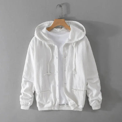 Stylish Hooded Jacket Linen Look