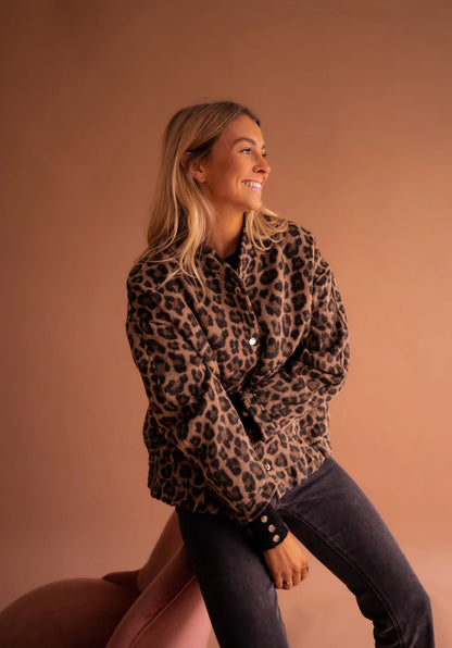 Stylish bomber jacket leopard print