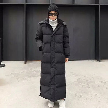 Long Down Jacket Warm & Waterproof - Hood & Zipper