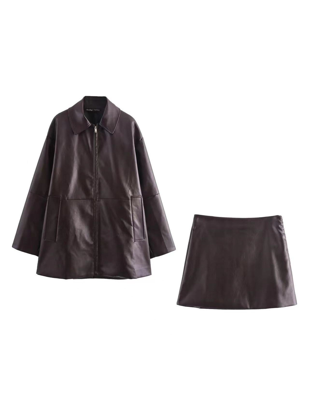 Elegant Dress Set | Long Coat & Mini Skirt Combo