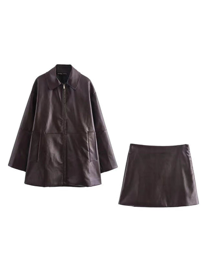 Elegant Dress Set | Long Coat & Mini Skirt Combo