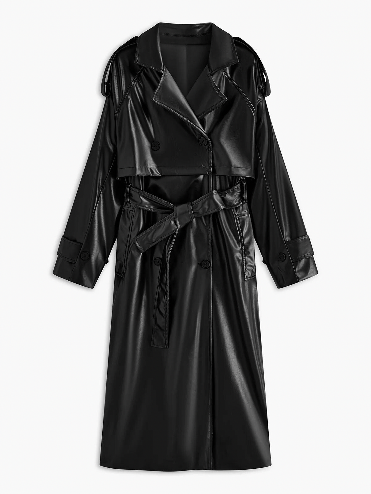 Stylish Faux Leather Long Jacket for Women