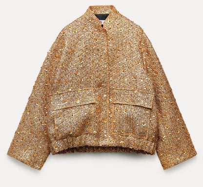 Sparkling Sequin Jacket Elegant Women