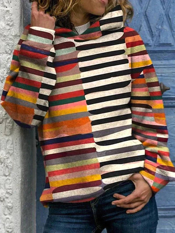 Farbenfroher Kapuzenpullover Damen - IdealeKleiden