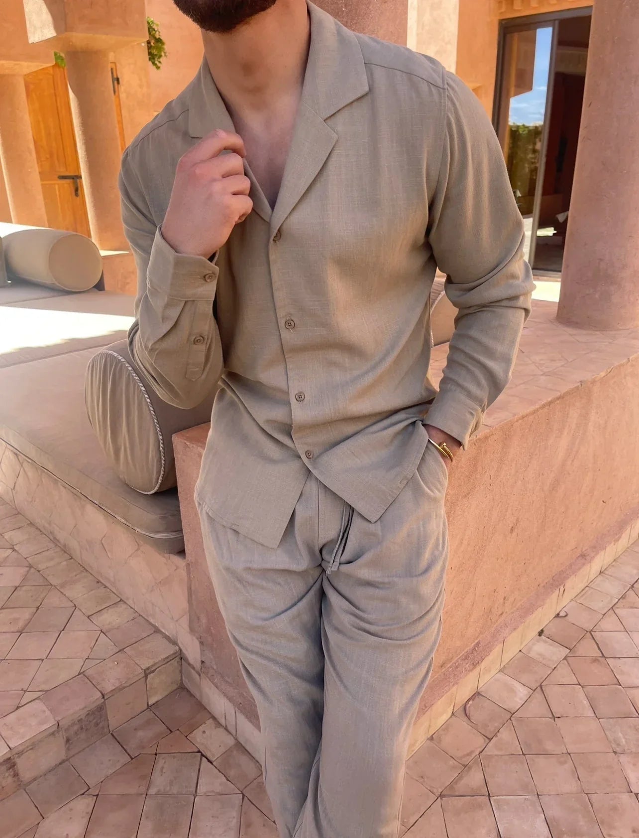 Elegant Linen Shirt Men Classic Style