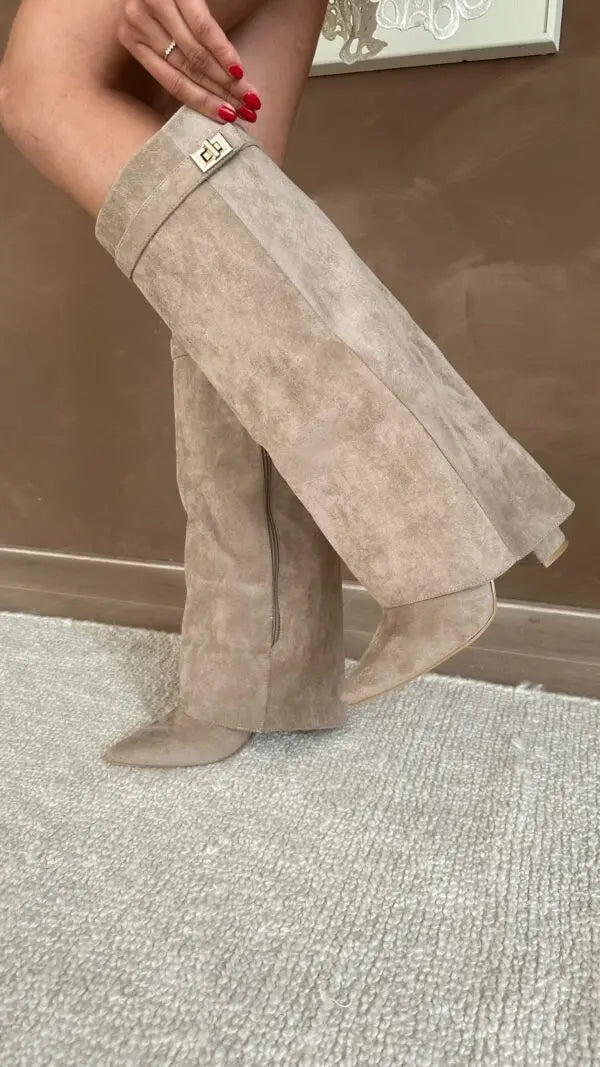 Women's Boots Beige Suede Chic