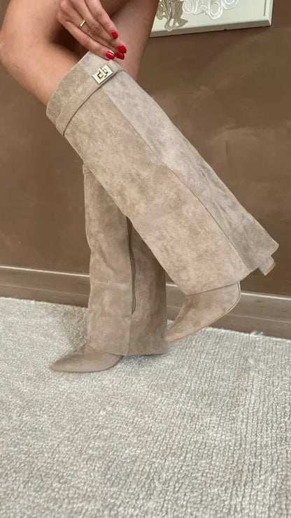 Women's Boots Beige Suede Chic