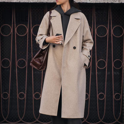 Elegant Trench Coat Women's Oversized Wool Blend Classic