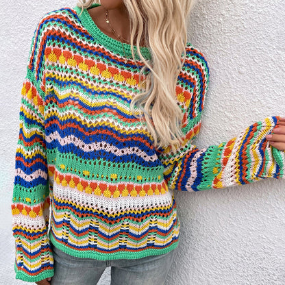 Stylish Knit Sweater Striped Pattern Elegant Design