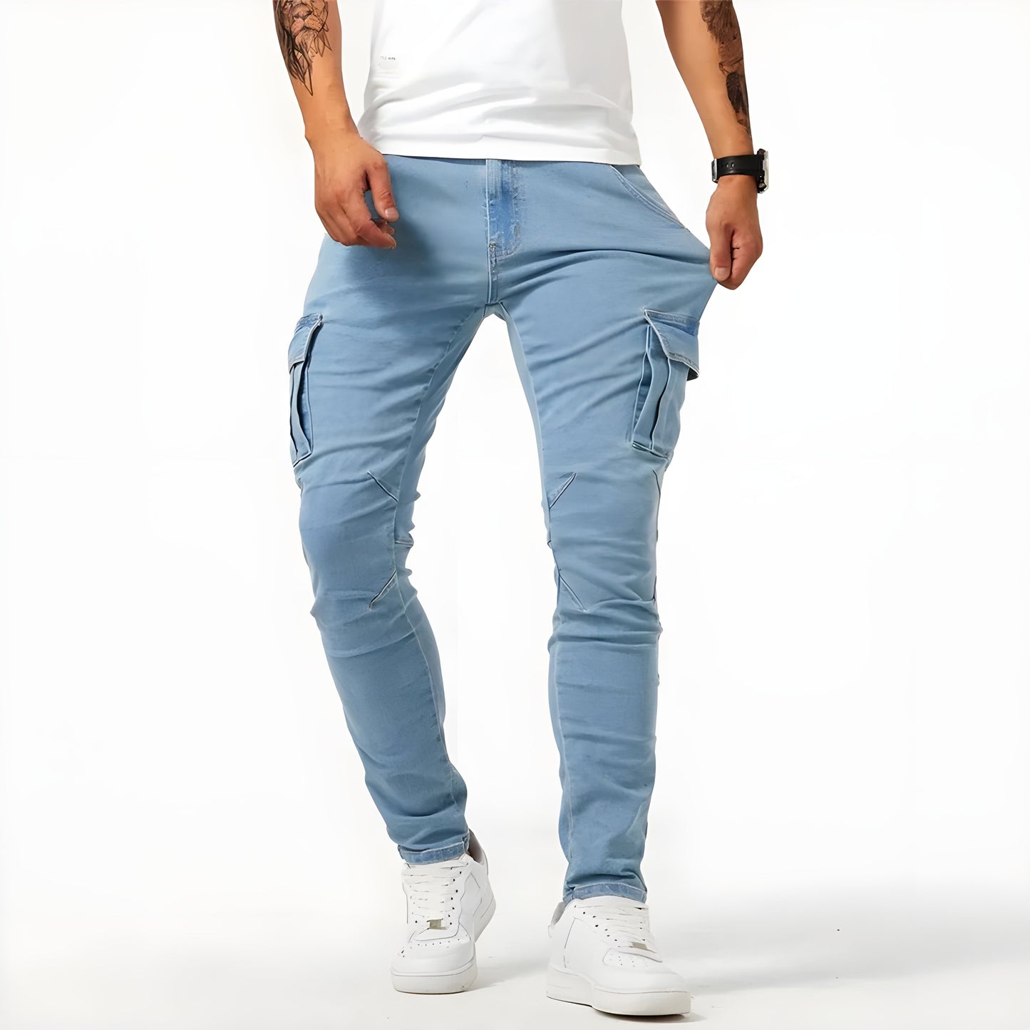 Men's Slim Fit Cargo Trousers Multi-Pocket