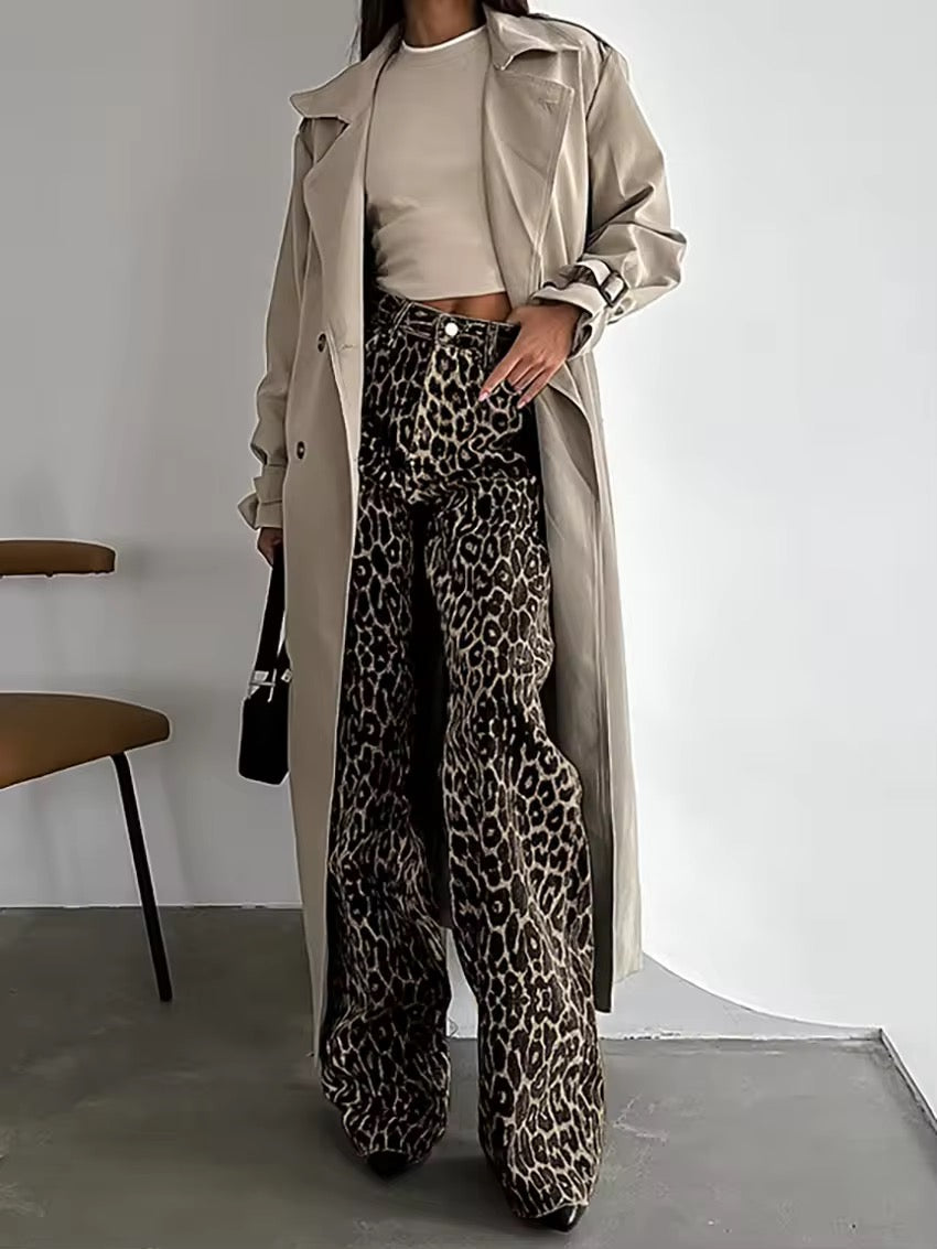 Modern Flare Trousers Panther Pattern