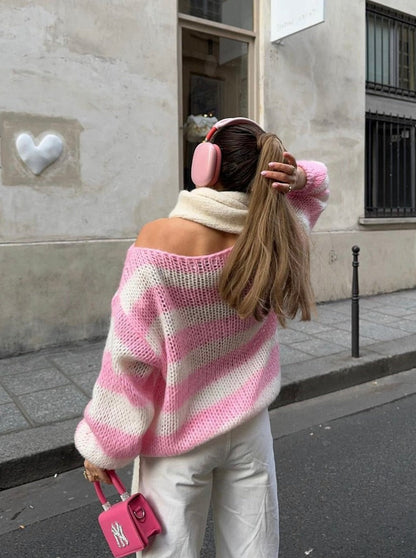 Striped Knitted Sweater Soft and Comfortable