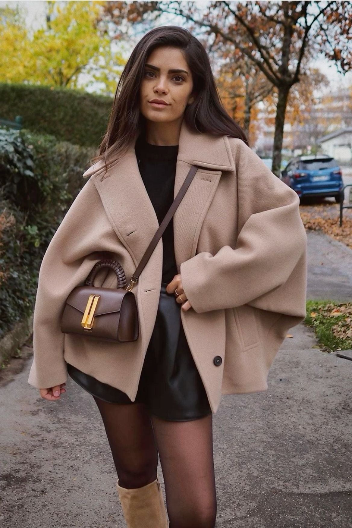 Oversized Wool Blend Double Breasted Coat
