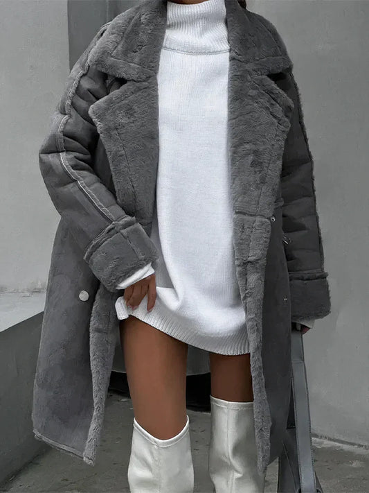 Winddichte Damenjacke Teddymantel Warm - IdealeKleiden