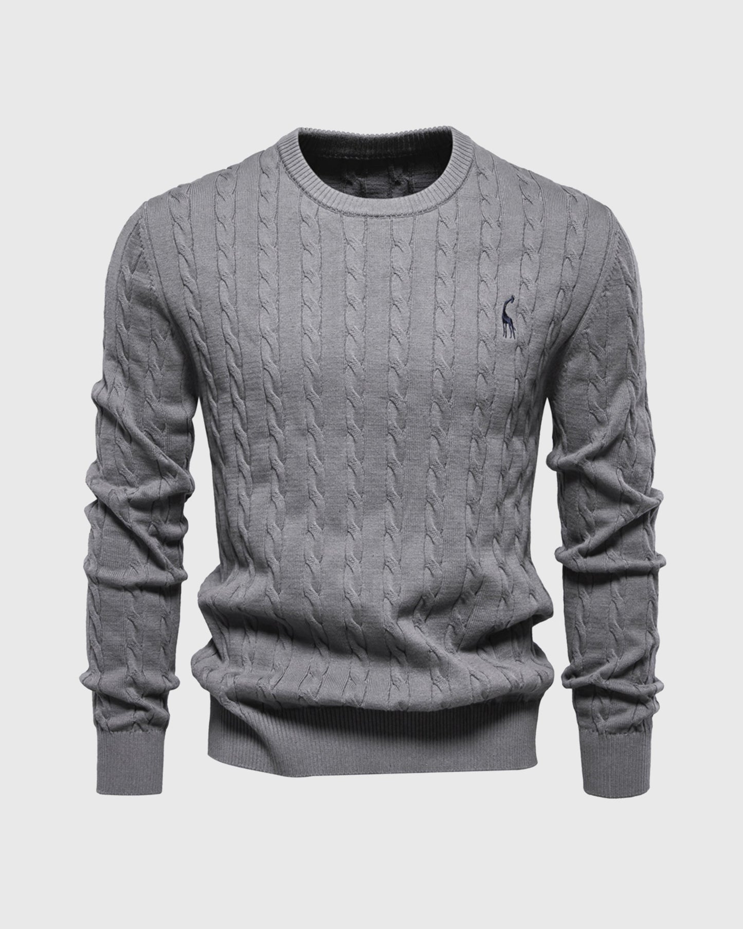Stylish Clothing | Cable Knit Regular Fit Ribbed Cuffs Logo Detail