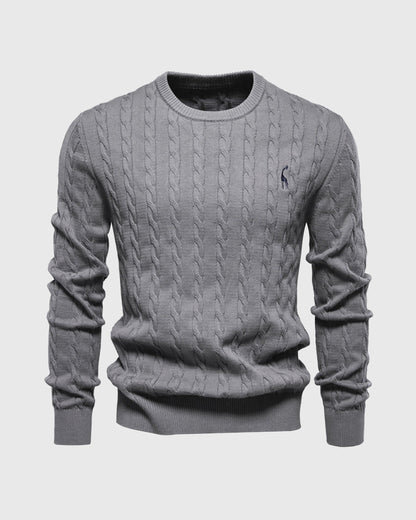 Stylish Clothing | Cable Knit Regular Fit Ribbed Cuffs Logo Detail