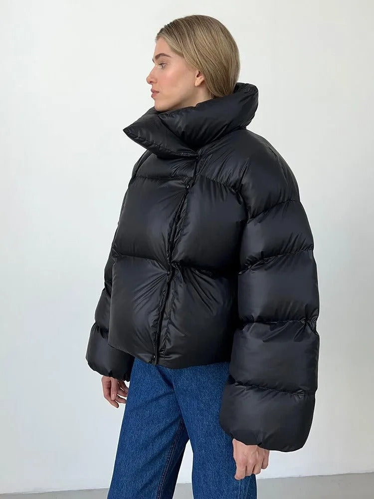 Quilted Women's Jacket Hood - Short Down Jacket Warm