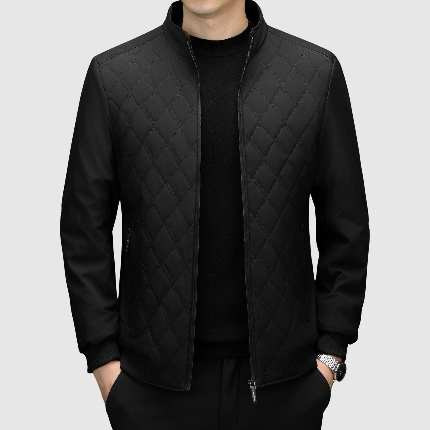 Men's Quilted Jacket Full Zip - Modern Chest Design