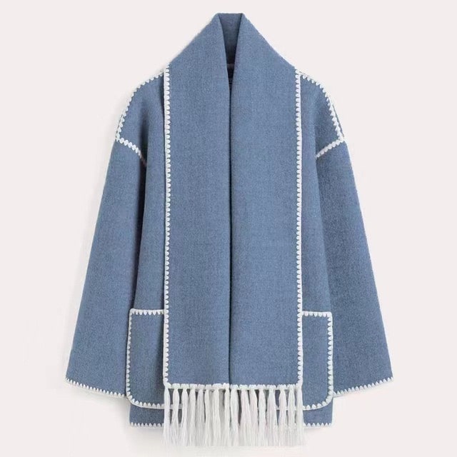 Women's Wool Coat Grey Elegant Design