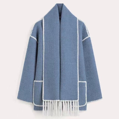 Women's Wool Coat Grey Elegant Design