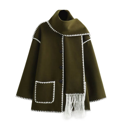 Women's Wool Coat Grey Elegant Design