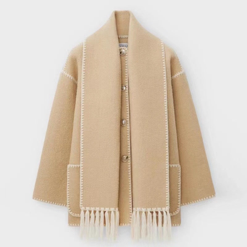 Women's Wool Coat Grey Elegant Design