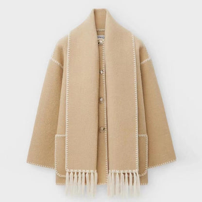 Women's Wool Coat Grey Elegant Design