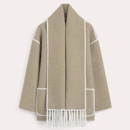 Women's Wool Coat Grey Elegant Design
