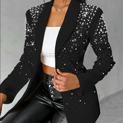 Elegant women's blazer with pearl embroidery