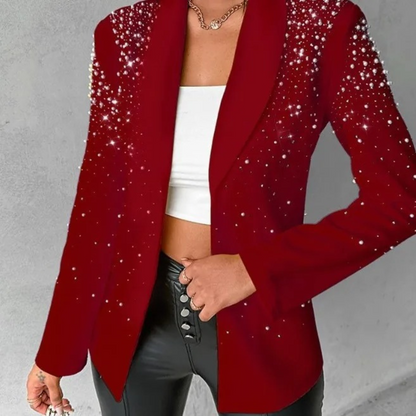 Elegant women's blazer with pearl embroidery