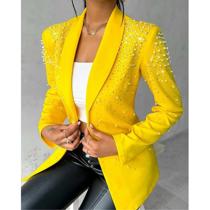Elegant women's blazer with pearl embroidery