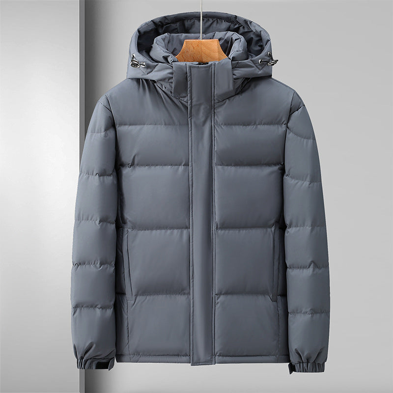 Windproof puffer jacket with hood and zip