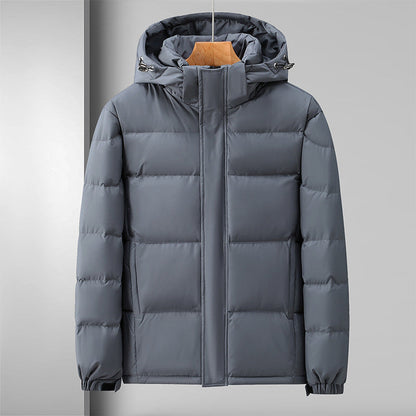 Windproof puffer jacket with hood and zip